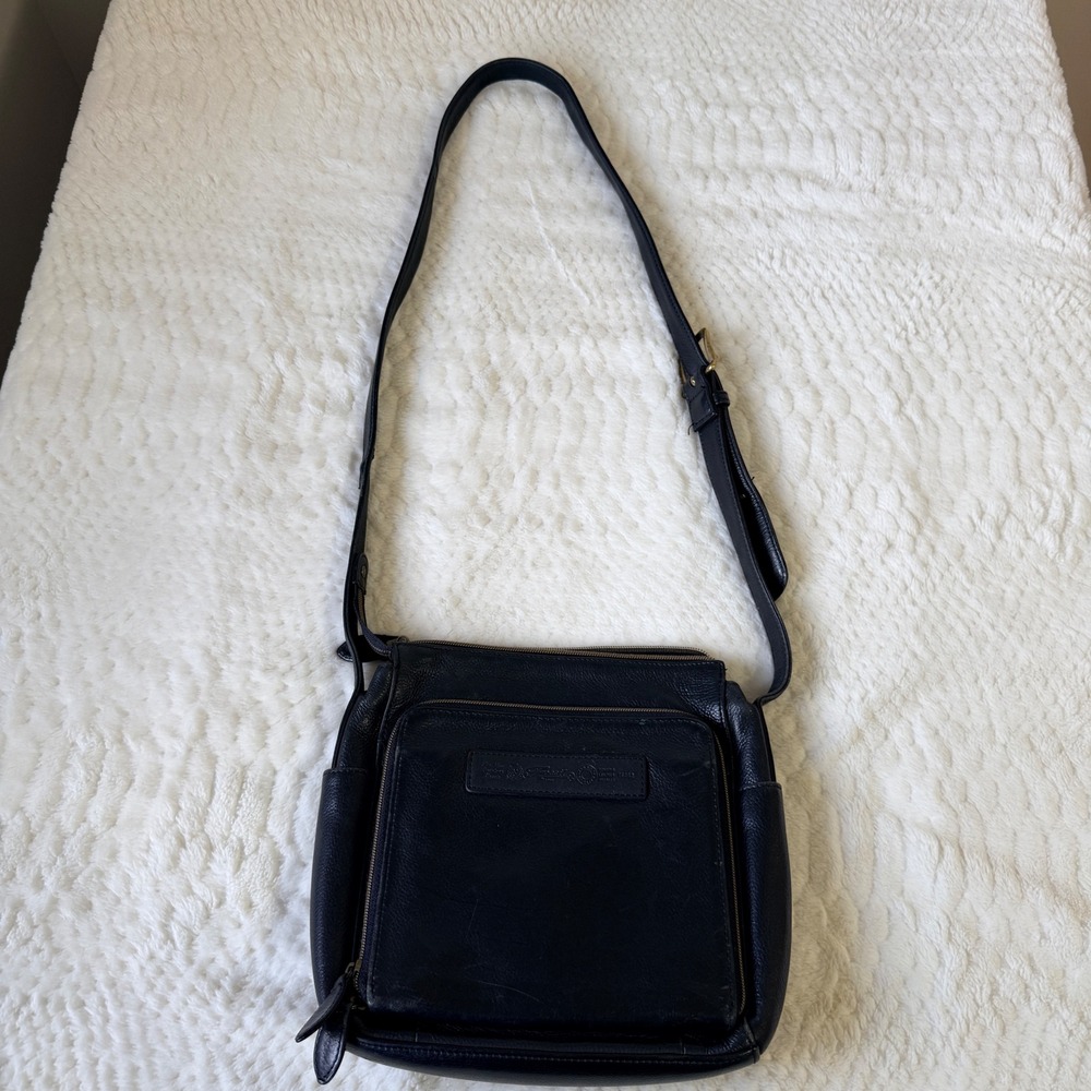 Fossil Black Pebbled Leather Crossbody Messenger Bag Organizer 75082